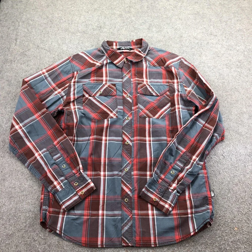 The North Face Shirt Mens Medium Red Plaid Long Sleeve Button Up Casual Outdoor